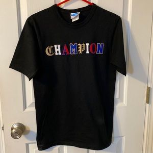 Champion T-shirt w/ decorative raised letters/logo